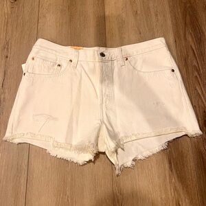 Levi’s Button Fly 501 White Denim Cut Off Shorts Size 31 NWT